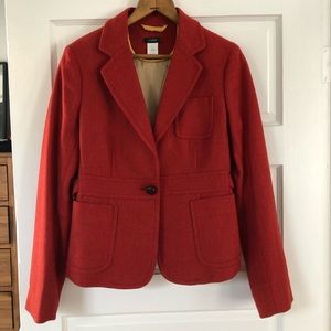 J. Crew red 100% wool blazer